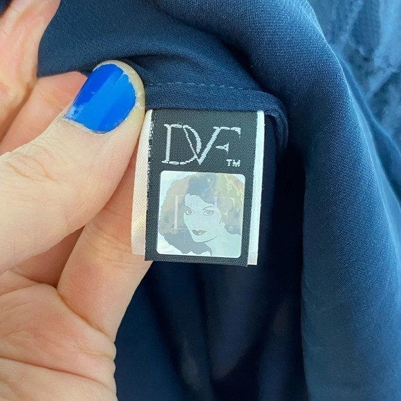 DVF Diane Von Furstenberg New Zarita Lace Dress Size Small Long Sleeve Navy Blue - Picture 12 of 16